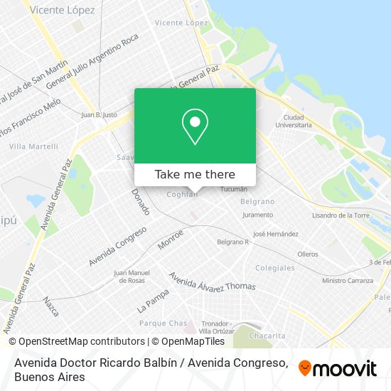 Mapa de Avenida Doctor Ricardo Balbín / Avenida Congreso