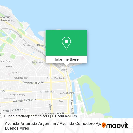 Mapa de Avenida Antártida Argentina / Avenida Comodoro Py