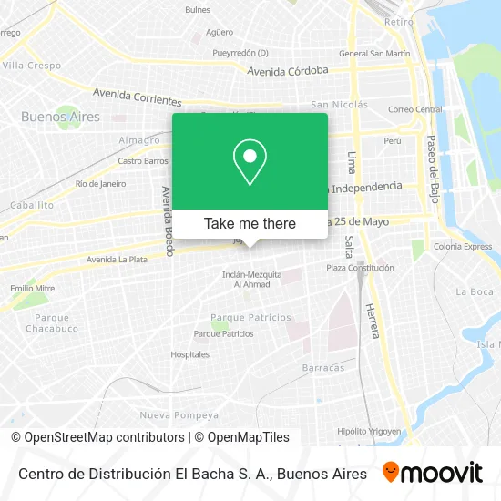 Mapa de Centro de Distribución El Bacha S. A.