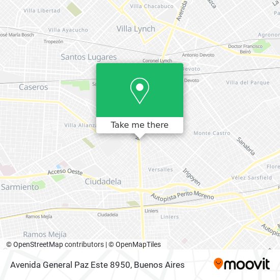 Mapa de Avenida General Paz Este 8950