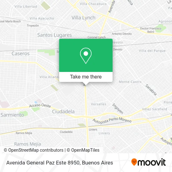 Avenida General Paz Este 8950 map