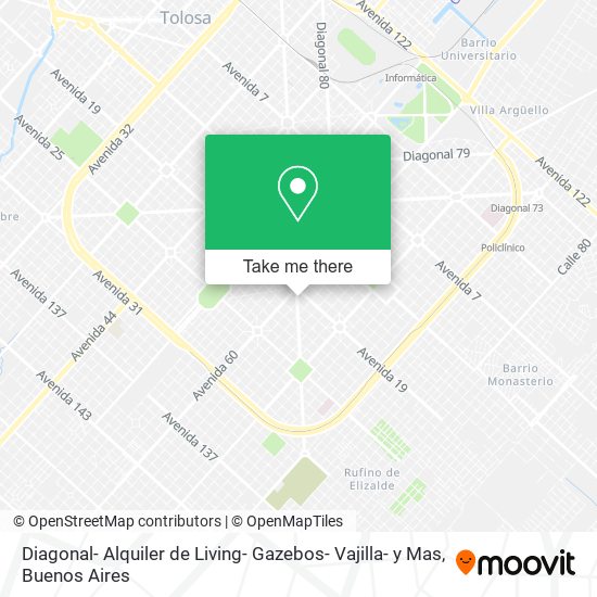 Diagonal- Alquiler de Living- Gazebos- Vajilla- y Mas map