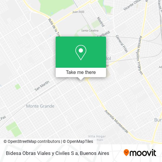 Mapa de Bidesa Obras Viales y Civiles S a