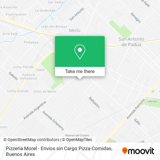 Mapa de Pizzeria Morel - Envios sin Cargo Pizza-Comidas