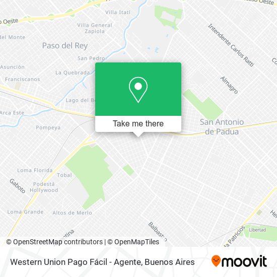 Mapa de Western Union Pago Fácil - Agente