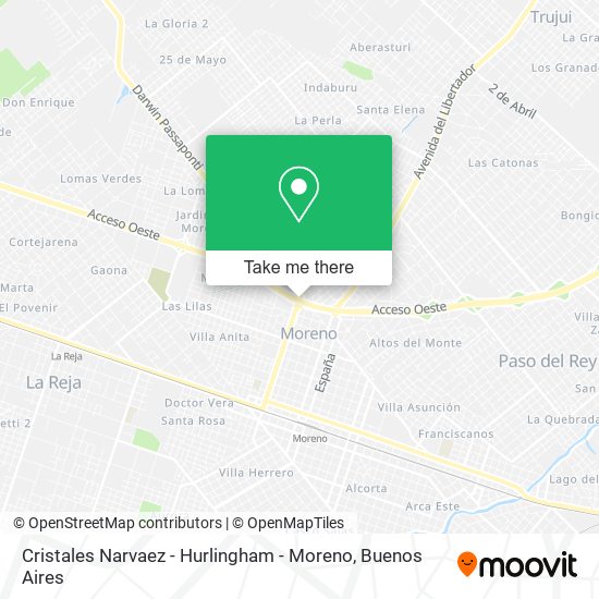Cristales Narvaez - Hurlingham - Moreno map