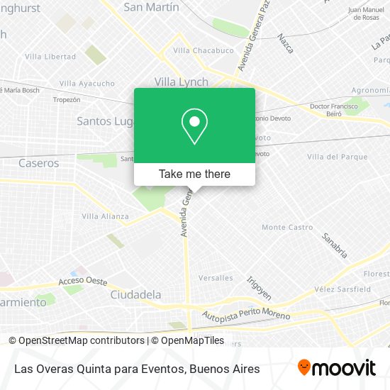 Las Overas Quinta para Eventos map