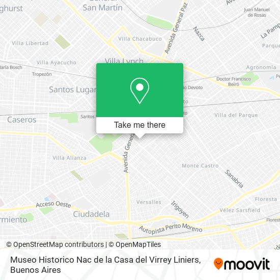 Mapa de Museo Historico Nac de la Casa del Virrey Liniers