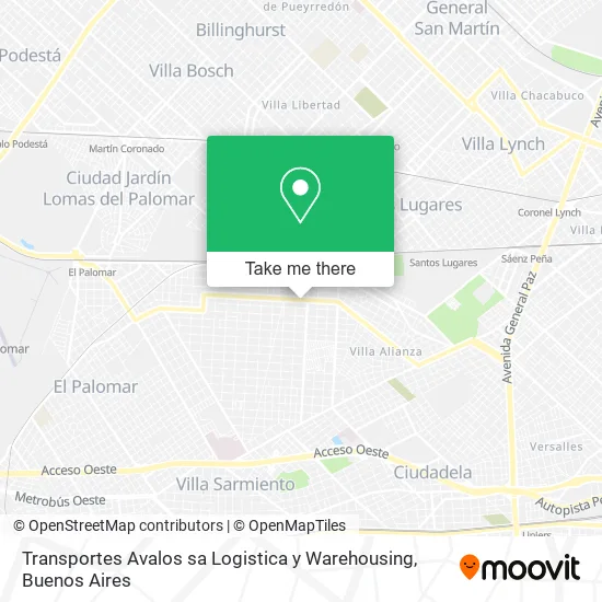 Mapa de Transportes Avalos sa Logistica y Warehousing