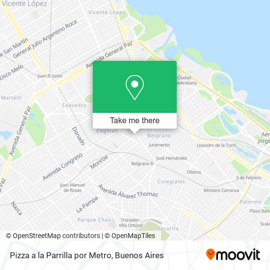 Mapa de Pizza a la Parrilla por Metro