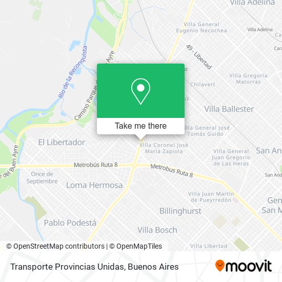 Transporte Provincias Unidas map