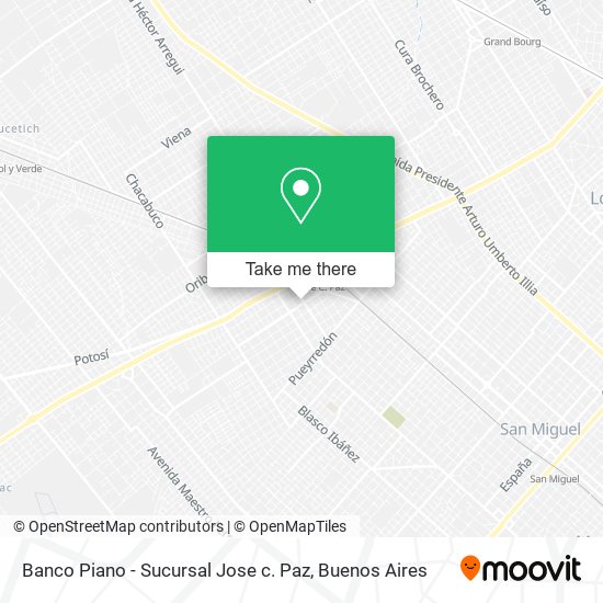 Banco Piano - Sucursal Jose c. Paz map