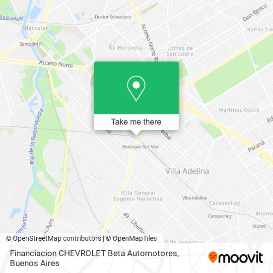 Mapa de Financiacion CHEVROLET Beta Automotores