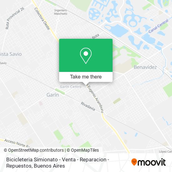 Mapa de Bicicleteria Simionato - Venta - Reparacion - Repuestos