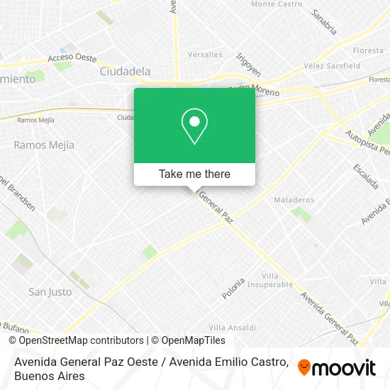 Mapa de Avenida General Paz Oeste / Avenida Emilio Castro