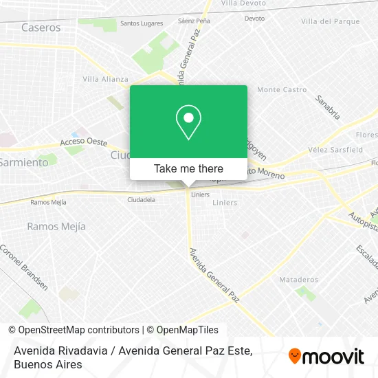 Mapa de Avenida Rivadavia / Avenida General Paz Este