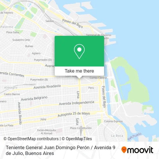 Teniente General Juan Domingo Perón / Avenida 9 de Julio map