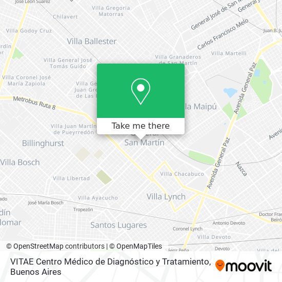 Mapa de VITAE Centro Médico de Diagnóstico y Tratamiento