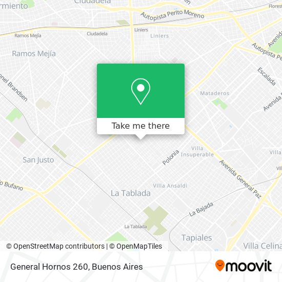 Mapa de General Hornos 260