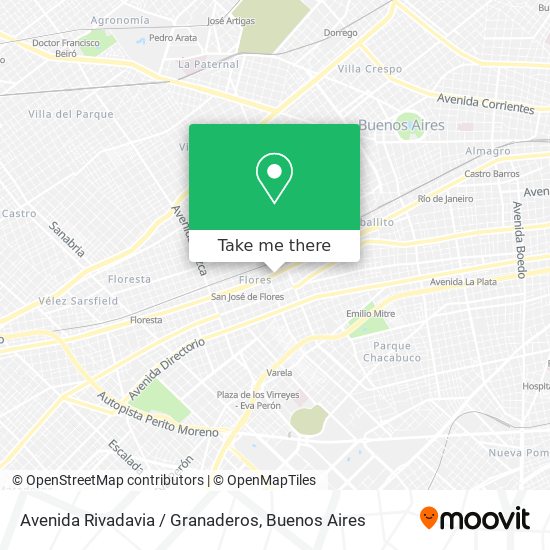 Avenida Rivadavia / Granaderos map