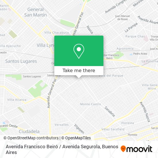 Mapa de Avenida Francisco Beiró / Avenida Segurola