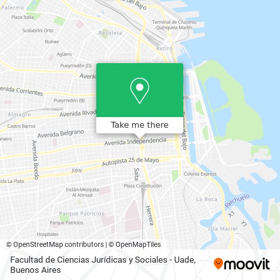 Facultad de Ciencias Jurídicas y Sociales - Uade map