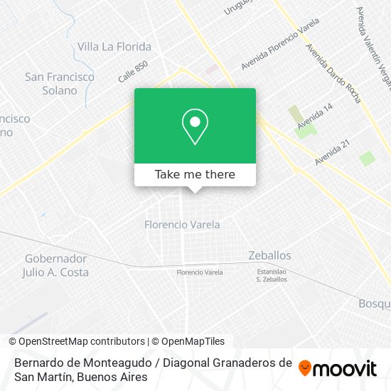 Bernardo de Monteagudo / Diagonal Granaderos de San Martín map