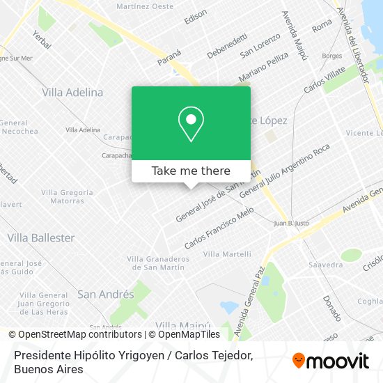 Mapa de Presidente Hipólito Yrigoyen / Carlos Tejedor