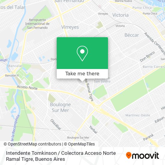 Intendente Tomkinson / Colectora Acceso Norte Ramal Tigre map