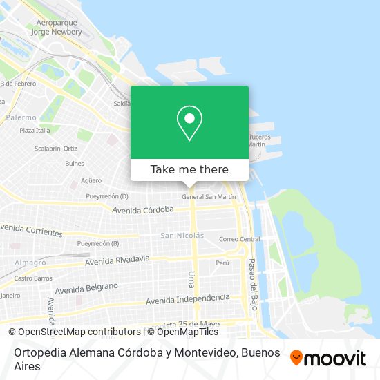 Ortopedia Alemana Córdoba y Montevideo map