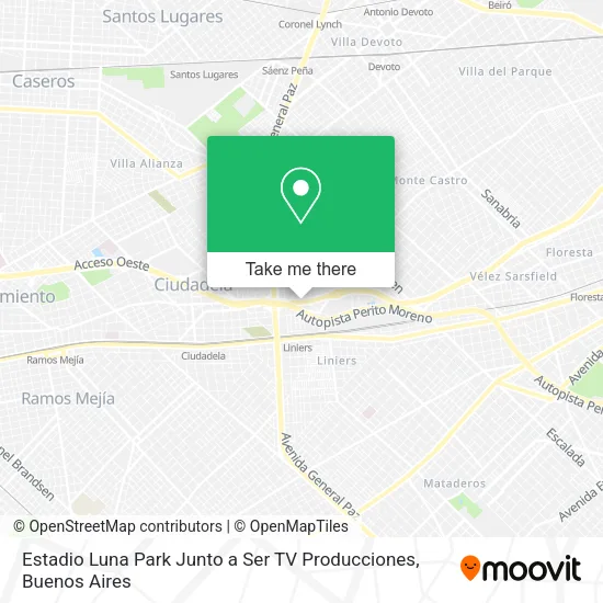 Mapa de Estadio Luna Park Junto a Ser TV Producciones