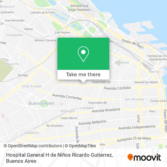 Hospital General H de Niños Ricardo Gutierrez map