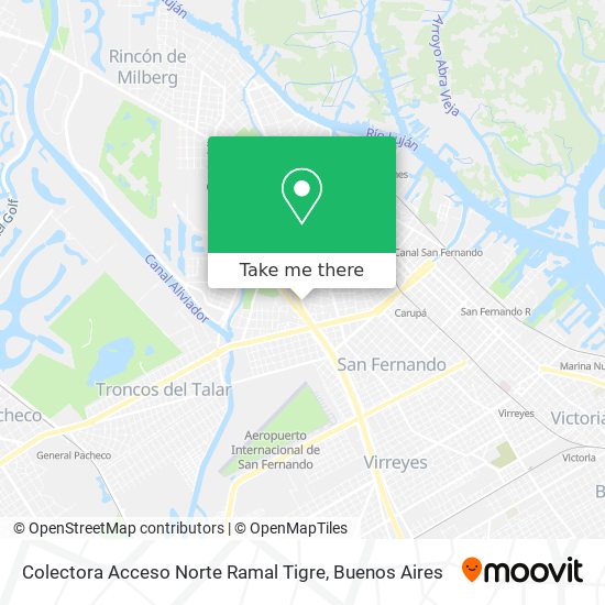 Colectora Acceso Norte Ramal Tigre map