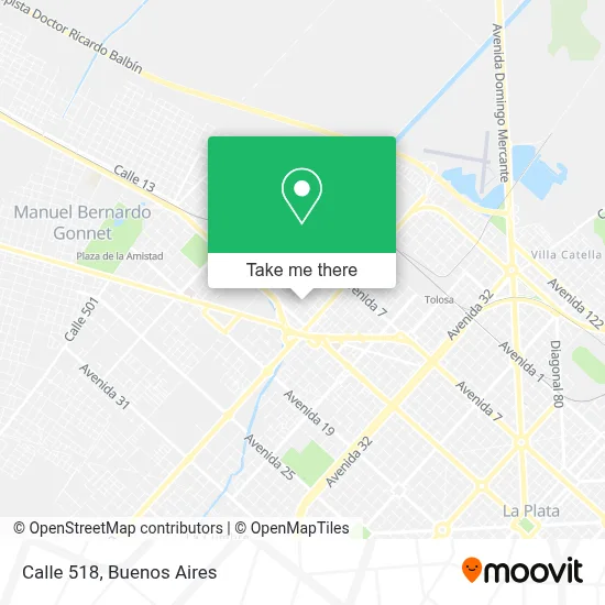 518 Map ¿Cómo llegar a Calle 518 en La Plata en Colectivo o tren?