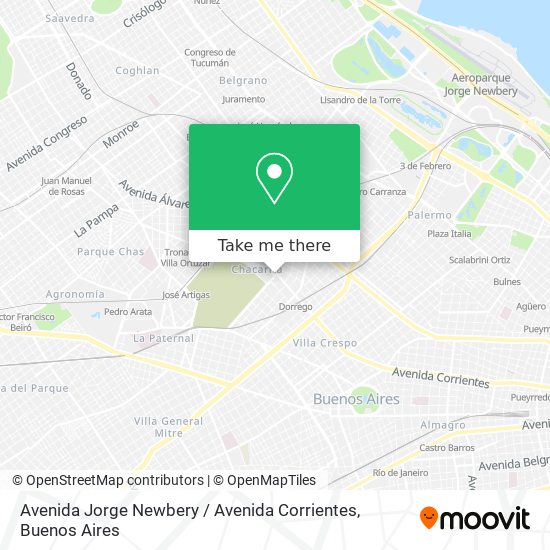 Avenida Jorge Newbery / Avenida Corrientes map