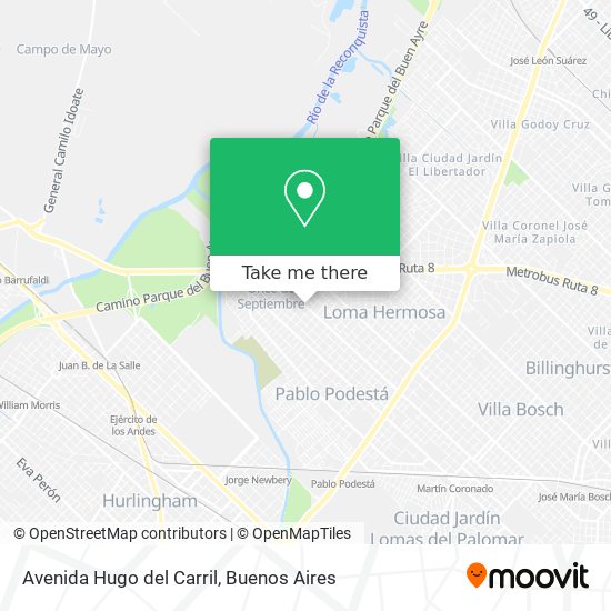 Mapa de Avenida Hugo del Carril