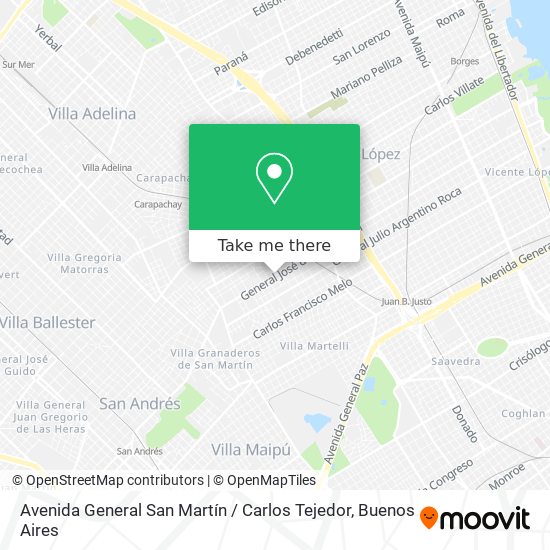 Mapa de Avenida General San Martín / Carlos Tejedor