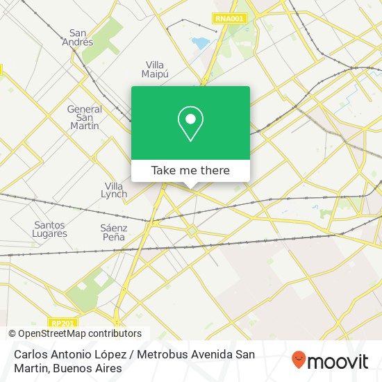 Carlos Antonio López / Metrobus Avenida San Martin map