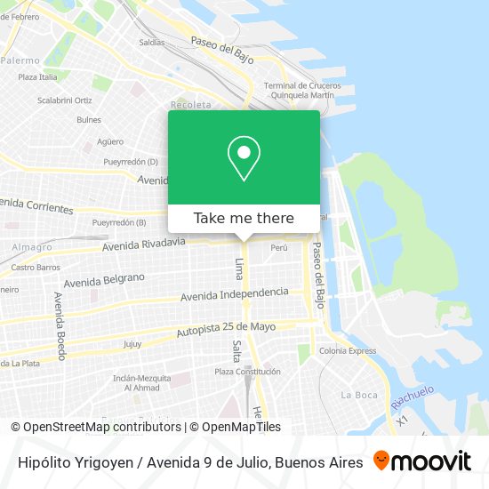 Mapa de Hipólito Yrigoyen / Avenida 9 de Julio