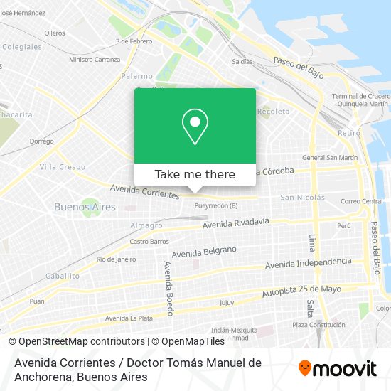 Avenida Corrientes / Doctor Tomás Manuel de Anchorena map