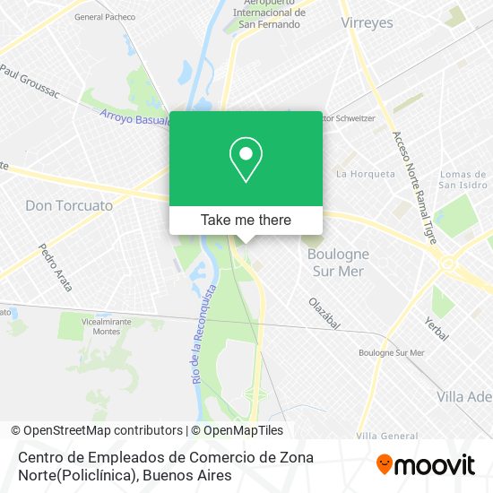 Mapa de Centro de Empleados de Comercio de Zona Norte(Policlínica)