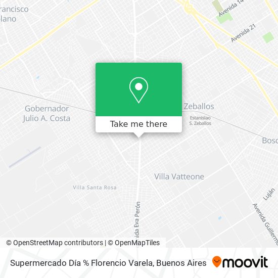 Mapa de Supermercado Día % Florencio Varela