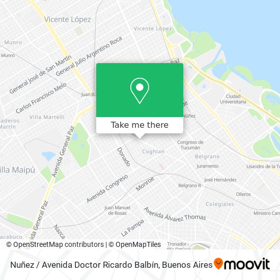 Mapa de Nuñez / Avenida Doctor Ricardo Balbín