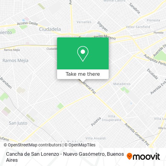 Mapa de Cancha de San Lorenzo - Nuevo Gasómetro