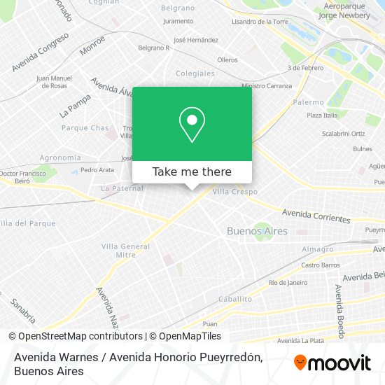 Mapa de Avenida Warnes / Avenida Honorio Pueyrredón