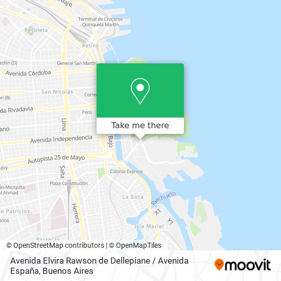 Mapa de Avenida Elvira Rawson de Dellepiane / Avenida España