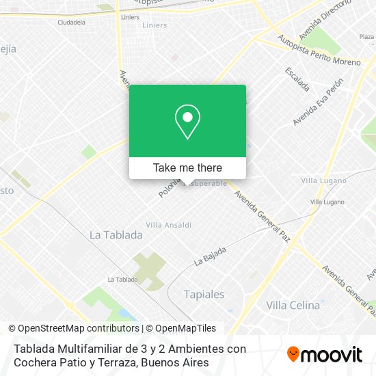 Tablada  Multifamiliar de 3 y 2 Ambientes con Cochera  Patio y Terraza map