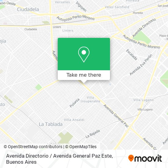 Mapa de Avenida Directorio / Avenida General Paz Este