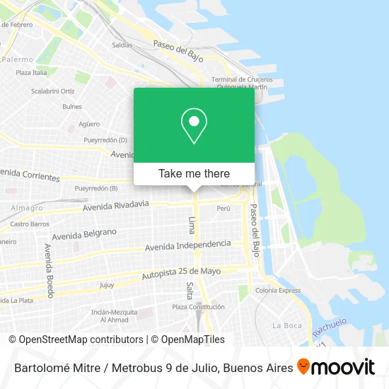 Mapa de Bartolomé Mitre / Metrobus 9 de Julio