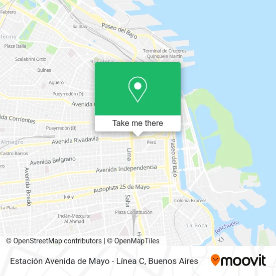 Mapa de Estación Avenida de Mayo - Línea C